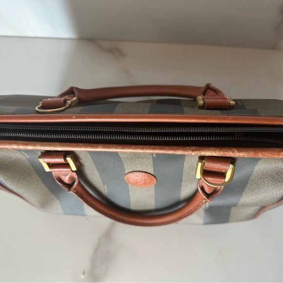 Fendi Vintage Pecan Canvas Coated Boston Bag - Picture 15 of 16